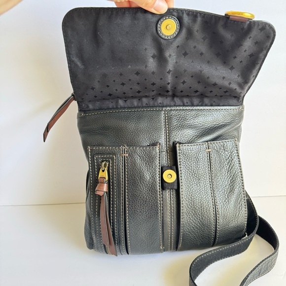 Fossil Y2K Morgan Bag Black Leather Crossbody Messenger Purse Travel Everyday - Picture 5 of 12